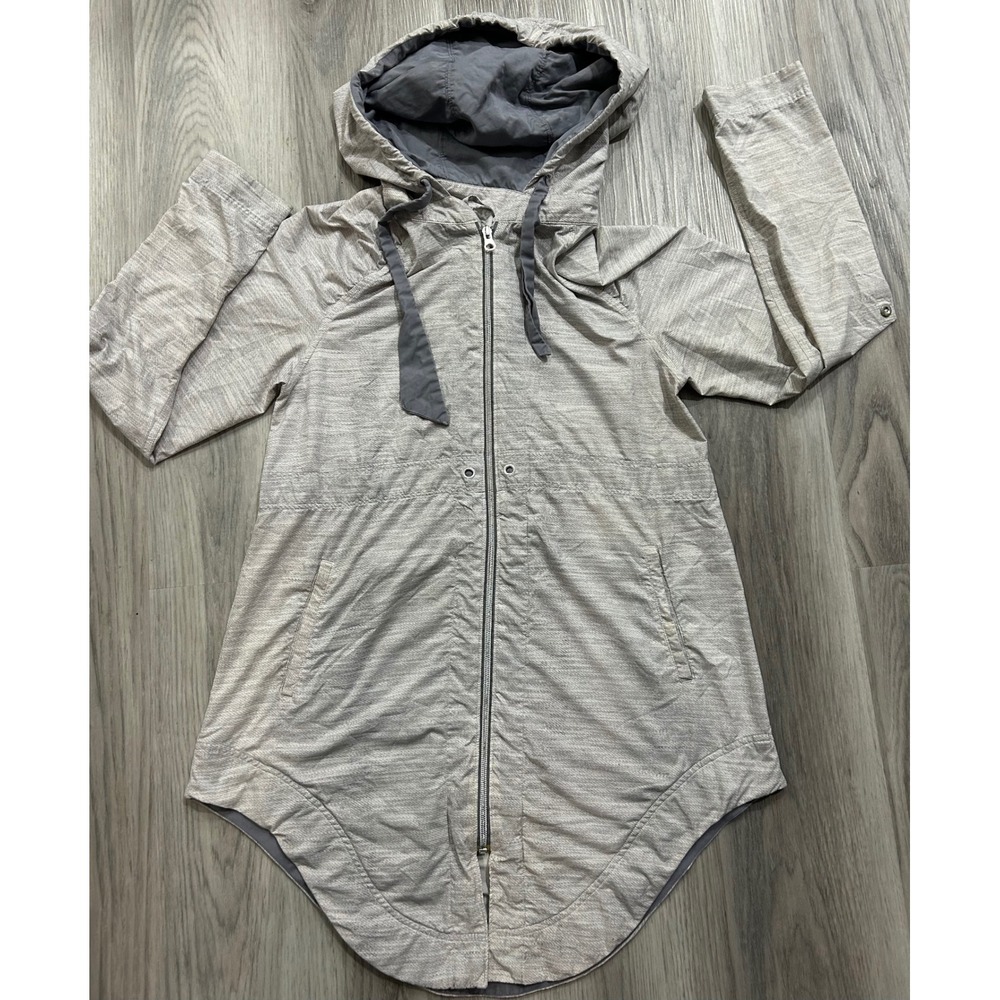 Lululemon hooded Vitality full zip jacket size 4 fossil missing waist drawstring